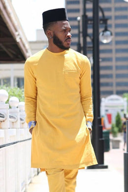 Custard African Men's Clothing| Dashiki Wedding Suit| African Groom Outfit| Prom| Groomsmen Clothing| Ankara Dress Suit| Kente African Print