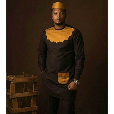 Black and Gold Men's African Wedding Suit| Nigeria Wedding Guest Dashiki Outfit| Ghana Groomsmen Clothing| Prom| Senators Formal Dress