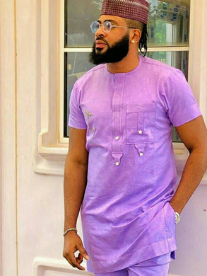 African Clothing for Men| Dashiki Dress Suit| Ankara Men's Clothing| Wedding Guest Attire|  African Groom Outfit| Groomsmen Shirt| Purple