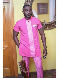 African Clothing for Men| Dashiki Dress Suit| Ankara Mens  Clothing| Wedding Guest Attire|  African Groom Outfit| Groomsmen Shirt| Fuchsia