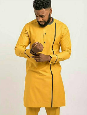 Yellow Mens African Wedding Suit| Nigeria Wedding Guest Dashiki Outfit| Ghana Groomsmen Clothing| Prom| Senators Formal Dress| Casual Ankara