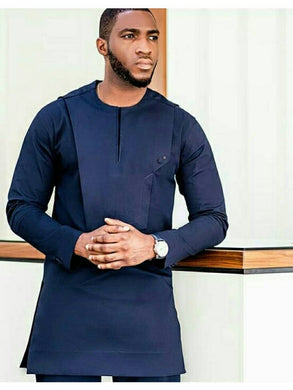 Blue Black African Wedding Suit| Nigeria Wedding Guest Dashiki Outfit| Ghana Groomsmen Clothing| Prom| Senator's Formal Dress| Casual Ankara