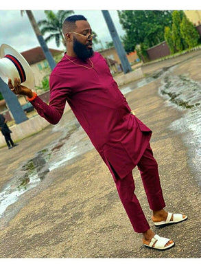 African Clothing for Men| Dashiki Dress Suit| Ankara Men's Clothing| Wedding Guest Attire|  African Groom Outfit| Groomsmen Shirt| Burgundy