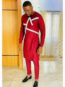 Red Men's African Wedding Suit| Nigeria Wedding Guest Dashiki Outfit| Ghana Groomsmen Clothing| Prom| Senators Formal Dress| Casual Ankara