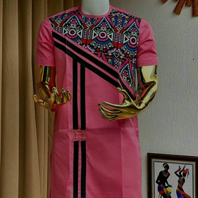 Pink Men's African Wedding Suit| Nigeria Wedding Guest Dashiki Outfit| Ghana Groomsmen Clothing| Prom| Senators Formal Dress| Casual Ankara
