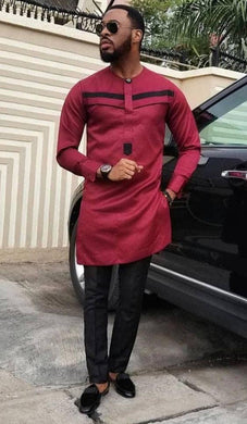 Burgundy Mens Clothing/ Prom Men/ African Print Clothing/ Wedding Guest Outfit/ African Groom/ Groomsmen Suit/ Ankara/ Dashiki/ Kitenge