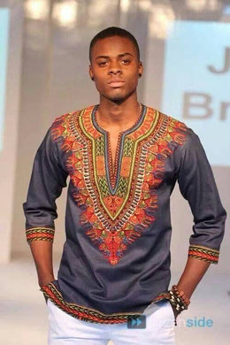 Mens Clothing/ Black Dashiki/ African Print Clothing/ Wedding Guest Outfit/ African Groom/ Groomsmen Suit/ Gift for Him/ African Party Shirt