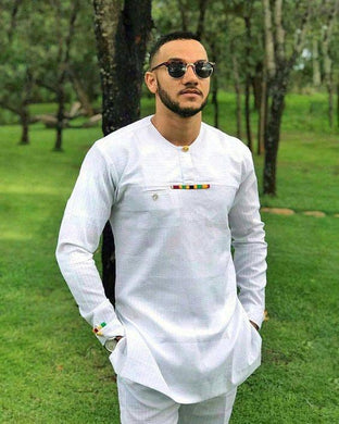 White Mens Clothing/ African Print Clothing/ Wedding Guest Outfit/ African Groom/ Groomsmen Suit/ Ankara/ Dashiki/ Kitenge/ Kente