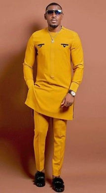 Latest African Clothing/ Mustard Kaftan/ African Wedding Outfit/ African Groom Suit/ Senator Wear/ Dashiki/ Wholesale/ Blackstarshandmade