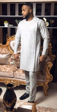 Modern African Clothing/ Gray Mens Kaftan/ African Wedding Outfit/ African Groom Suit/ Senator Wear/ Dashiki/ Wholesale/ Blackstarshandmade