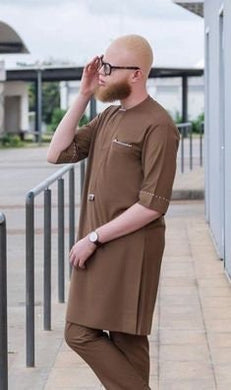 Modern African Clothing/ Brown Mens Kaftan/ African Wedding Outfit/ African Groom Suit/ Senator Wear/ Dashiki/ Wholesale/ Blackstarshandmade