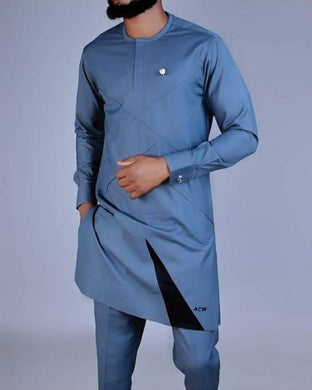 Modern African Clothing/ Navy Mens Kaftan/ African Wedding Outfit/ African Groom Suit/ Senator Wear/ Dashiki/ Wholesale/ Blackstarshandmade