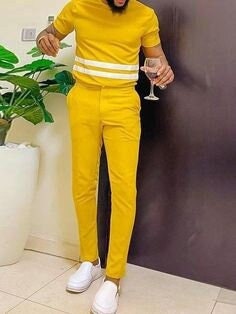 Modern African Clothing/ Yellow Men Kaftan/ African Wedding Outfit/ African Groom Suit/ Senator Wear/ Dashiki/ Wholesale/ Blackstarshandmade