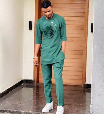 Teal African Clothing/ Sleek Men's Kaftan/ African Wedding Outfit/ African Groom Suit/ Senator Wear/ Dashiki/ Wholesale/ Blackstarshandmade