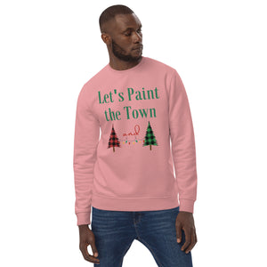 Let's Paint The Town Red and Green Christmas Unisex eco sweatshirt