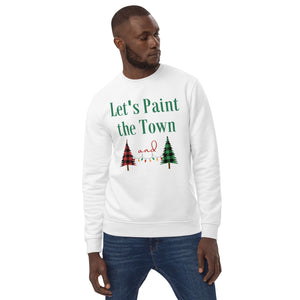 Let's Paint The Town Red and Green Christmas Unisex eco sweatshirt