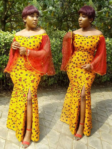 African Dashiki Mermaid Gown for Women | Ankara Long Dresses