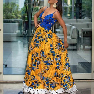 African Dashiki Maxi Gown for Women | Ankara Long Dresses