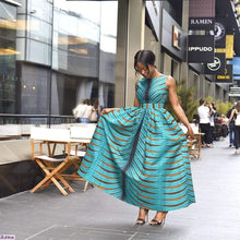 Load image into Gallery viewer, Teal African Maxi Dress