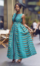 Load image into Gallery viewer, Teal Green African Clothing for Women. Dashiki Long Dress. Maxi Dress. Boubou. Ankara. Kitenge