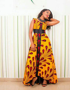 Yellow and red African Clothing for Women. Dashiki Long Dress. Women's Clothing. Maxi. Ankara. Kitenge