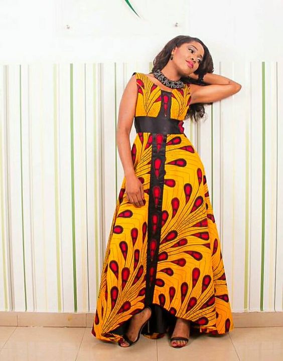 Yellow and red African Clothing for Women. Dashiki Long Dress