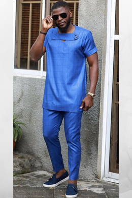 Blue African Dashiki Clothing for Men | Summer Wear | Casual