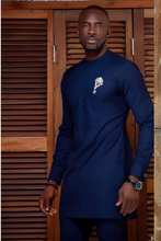 Load image into Gallery viewer, Blue African Dashiki Clothing for Men | Men&#39;s Caftan