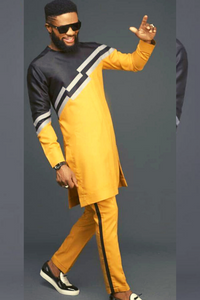 Yellow and Black African Dashiki Clothing for Men | Wedding Guest Suit