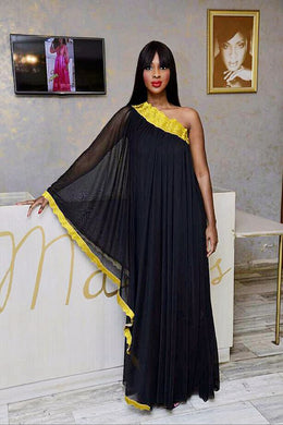 Black and Gold African Clothing for Women. Dashiki Long Dress. Ankara. Kitenge