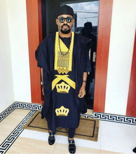 Load image into Gallery viewer, African Three-Pieces Suit | Black Agbada Luxury Suit| Embroid Wedding Suit | Wedding Guest Clothing