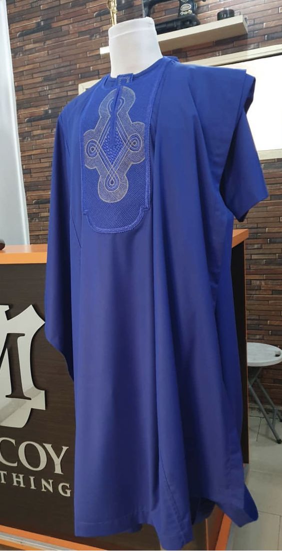 Three-Pieces African Suit | Agbada| Blue African Luxury Suit| Embroid Wedding Suit | Wedding Guest Clothing
