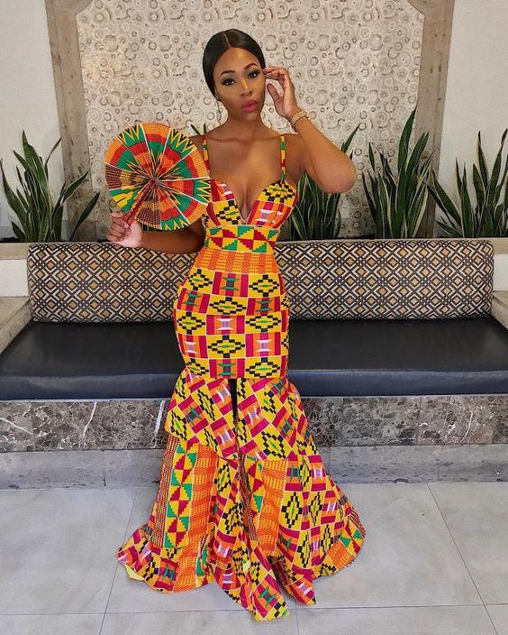 Kente African Clothing for Women. African Mermaid Gown. Prom Gown. Das –  Splendor Of Africa