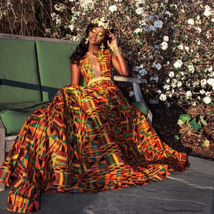 African Kente Prom and Wedding Gown
