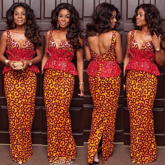 Womens African Print with Lace Dress 2 Womens African Print with Lace Dress 2