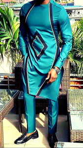 African Suit for Men| Dashiki Clothing for Men| Teal Wedding Guest Suit| Prom African Wear| African Groom| Ankara Attire| Gift For Him