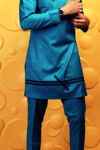 Teal African Suit for Men| Dashiki Clothing for Men| Wedding Guest Suit| Prom African Wear| African Groom| Ankara Attire| Gift For Him