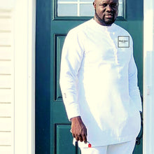 Load image into Gallery viewer, White African Suit for Men| Dashiki Mens Clothing| Black Stars Clothing| Wedding Guest Suit| Prom African Wear| Valentine&#39;s Day Gift For Him