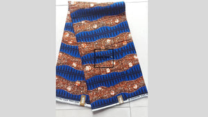 Fabric By 6 Yards| Ankara Fabric| African Print Fabric| Dashiki Fabric| Kitenge| Ghana Fabric| Wholesale| Blue and Orange| Craft Supplies