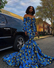 Load image into Gallery viewer, African Print Dress For Women| Ankara Women&#39;s Clothing| Prom Gown| Wedding Guest Clothing| African Mermaid Dress| Black Stars Handmade|