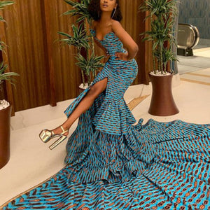Long African Print Gown for Prom