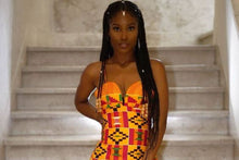 Load image into Gallery viewer, Women&#39;s African Clothing| African Kente Print Clothing| Afro Wedding Dress| Prom Gown| Wedding Guest Clothing| Dashiki| Black Stars Handmade