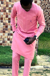 Dashiki Clothing for Men| Baby Pink Men's African Caftan| Wedding Guest Suit| Prom African Wear| African Groom| Ankara Attire| Gift For Him
