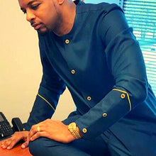 Load image into Gallery viewer, Teal African Suit for Men| Dashiki Clothing for Men| Wedding Guest Suit| Prom African Wear| African Groom| Ankara Attire| Gift For Him