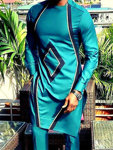 African Suit for Men| Dashiki Clothing for Men| Teal Wedding Guest Suit| Prom African Wear| African Groom| Ankara Attire| Gift For Him