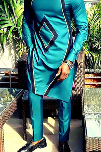 African Suit for Men| Dashiki Clothing for Men| Teal Wedding Guest Suit| Prom African Wear| African Groom| Ankara Attire| Gift For Him