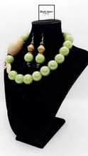 Load image into Gallery viewer, Chartreuse African Necklace For Women| Green African Bead Jewelry Set| African Wedding Jewelry| Wood Beads| Gift For Her| Mother&#39;s Day
