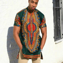 Load image into Gallery viewer, Teal Dashiki African Print Shirt
