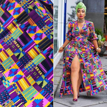 Load image into Gallery viewer, Six Yards African Fabric| Puple Kente Wax Print| Ankara African Print| Africa Print Material for Dress, Design, Sewing, Quilting, Upholstery