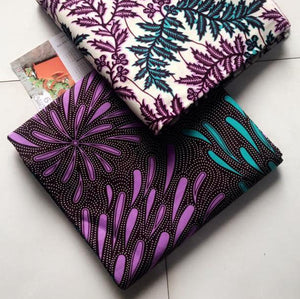 Six Yards African Fabric| Purple and Green Floral Wax Print| Ankara Print| Africa Material for Dress, Design, Sewing, Quilting, Upholstery